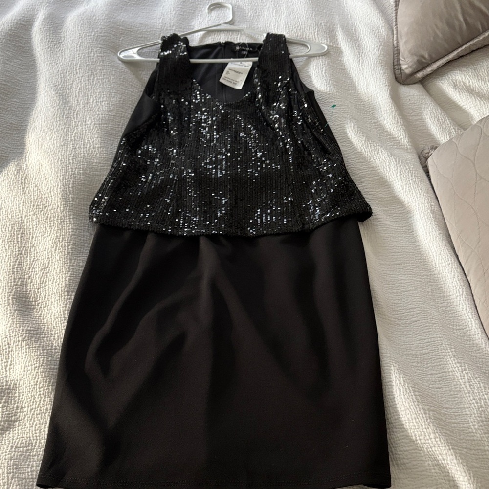 MARINA Black Sequin Dress